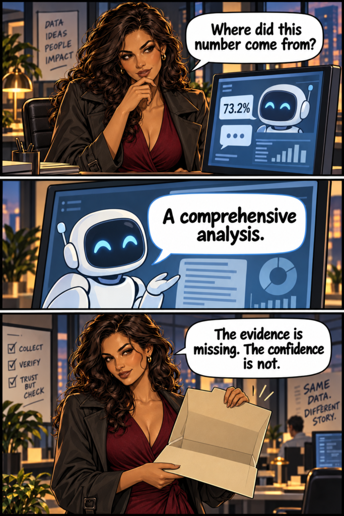 A detective asks an AI assistant to show the source behind a suspiciously confident answer.